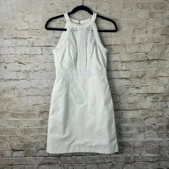 Lilly Pulitzer 00 Charlize Stretch Shift Dress Resort White Lined Halter Bridal - Picture 9 of 10